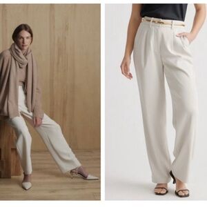 Quince Stretch crepe pleated wide leg trouser pant XS